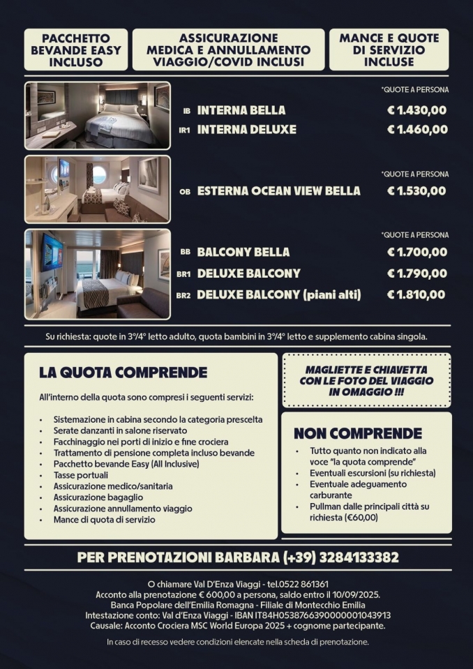 CROCIERA MEDITERRANEO - MSC WORLD EUROPA 12-19 OTTOBRE 2025 - BARBARALUCCHI-MASSIMOVENTURI
