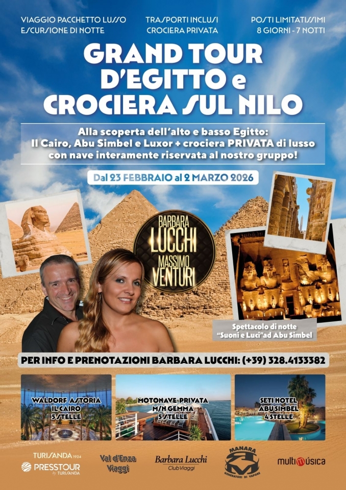 CROCIERA NILO + TOUR EGITTO 23 FEBBRAIO 2026 - BARBARALUCCHI-MASSIMOVENTURI